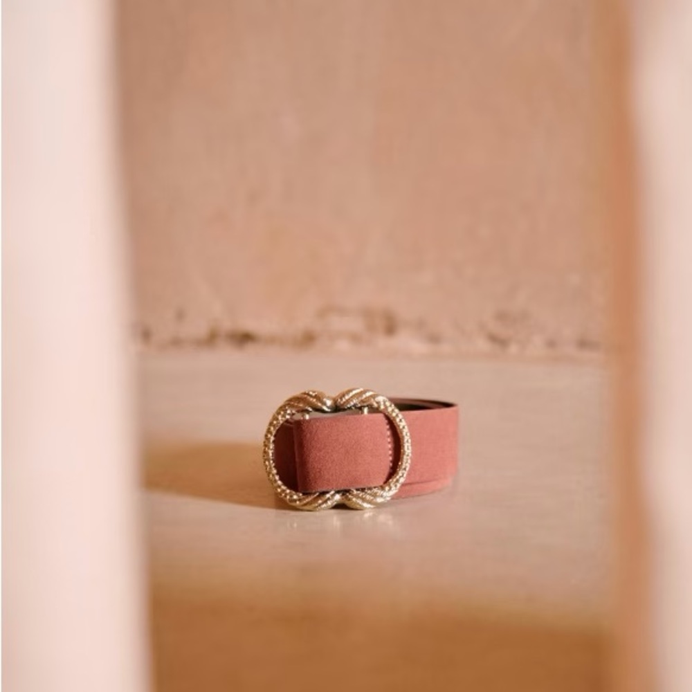 Sezane Coral Belt with Gold Buckle - Picture 5 of 6